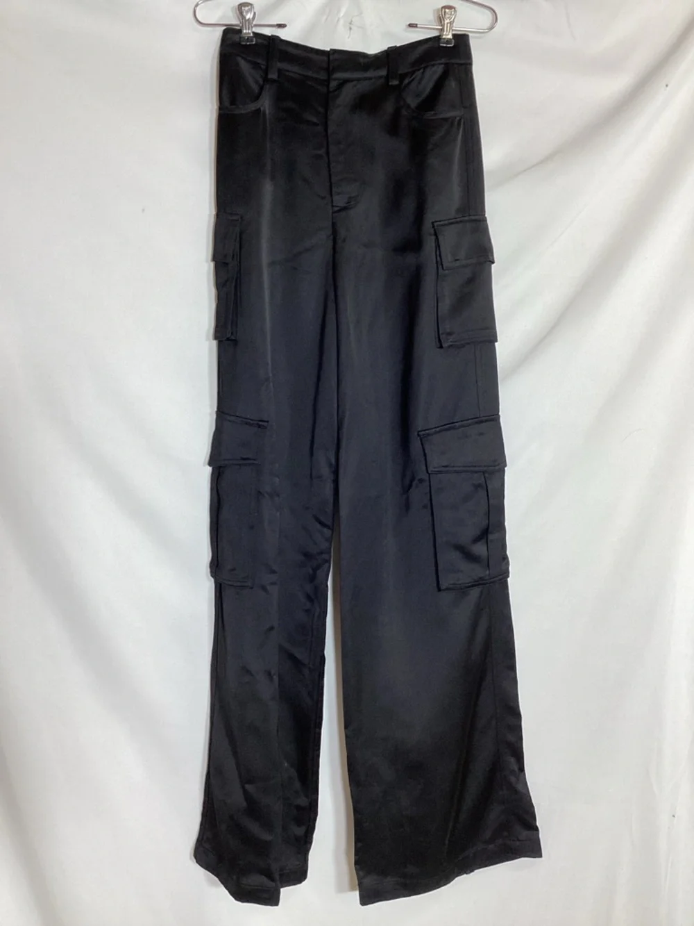 Favorite Daughter Satin Cargo Pants Black Size 2 - Picture 7 of 14